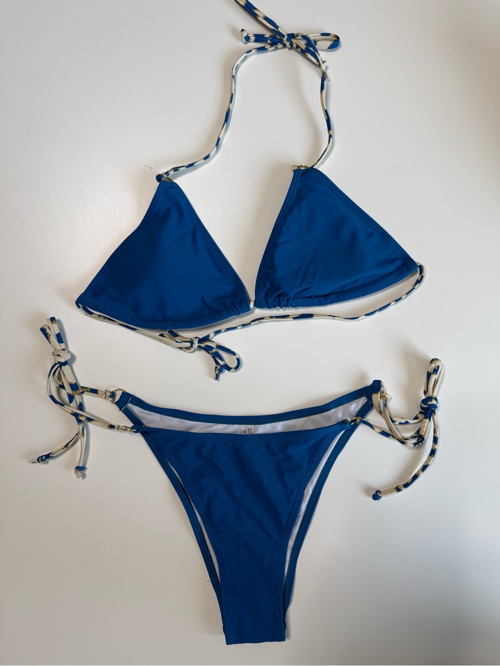 Blue Triangle Tie Bikini Set - Women Swim